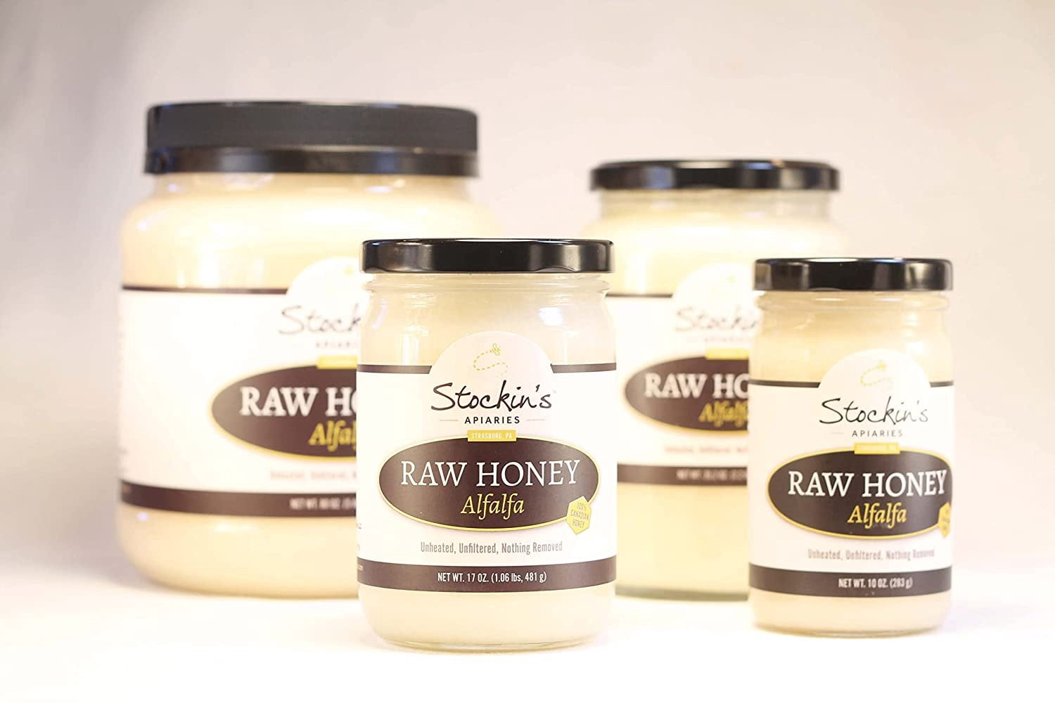 Stockin's Apiaries Raw Alfalfa Honey, Unheated, Unfiltered, & Nutritious, 17 Oz.