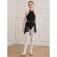 thumbnail image 2 of Yartina Kids Girls Mock-Neck Ballet Lyrical Dance Dress Gymnastics Modern Contemporary Costume Black 6, 2 of 7