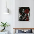 thumbnail image 4 of PRATYUS African American Canvas Wall Art Black Girl Fashion Print Abstract Black Art Picture Women Rose Wall Decor Painting Framed Modern Artwork for Bedroom Bathroom  Home Decor, 4 of 5