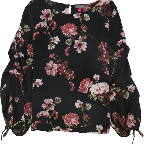 Vince Camuto Womens Tiered Sleeve Pullover Blouse, Black, X-Small