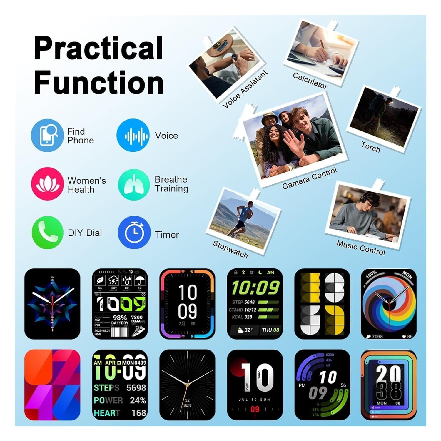 Smart Watch(Answer/Make Call), 1.91" Smartwatch for Men Women,2025 Fitness Watch with 110+ Sport Modes, Fitness Activity Tracke with Pedometer/Sleep Monitor/Heart Rate/IP68 Waterproof,for Android iOS