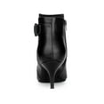 thumbnail image 2 of BLISSFUL STEP Women's Pointy Toe Zipper Buckle Decor Kitten Heels Ankle Boots Black 7, 2 of 8