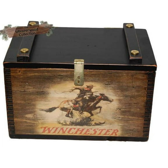 #53-77-BLK Winchester Black Stain Wooden Ammo Box