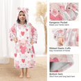 thumbnail image 4 of Wearable Blanket with Sleeves and Pocket Oversized Hooded Sweatshirt 3-14 YR Pink Cute Pigs S, 4 of 7