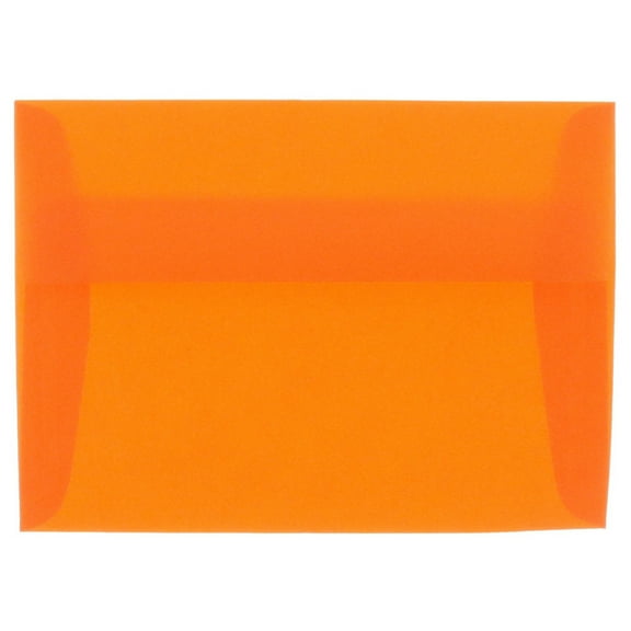 JAM Paper 4Bar Translucent Envelopes, 3 5/8 x 5 1/8, Orange, 25/Pack