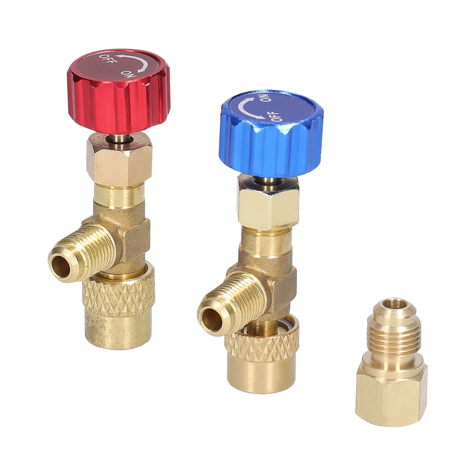 Air Conditioning Refrigerant Valve Adapter 1/4 SAE Male to 1/4 SAE Female and 1/4 SAE Male to 5/16 SAE Female Charging Hose Flow Control Valves Refrigeration Charging Adapter Connector