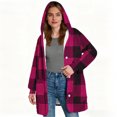 thumbnail image 5 of Christmas Women's Plaid Printed Fleece Thick Coats, Button-Down Hooded Sweater with Pockets, Fall Causual Outfits, 5 of 7