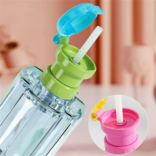 Straw Cover Bottle Cap, Water Bottle Twist Cover Cap with Silicone Straw, Universal Drinking Water Artifact, Water Bottle Straw Caps for Office Pink
