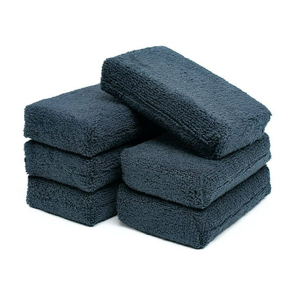 The Rag Company - Terry Sponge Applicator - 3in x 5in, Black (6 Pack)