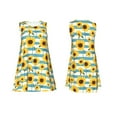 thumbnail image 7 of Picia White Blue Striped Sunflower Print Women’s Sleeveless Midi Swing Dress – A-Line Pleated Tank Sundress, Comfortable and Flowy T-Shirt Dress, 7 of 7