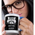 thumbnail image 2 of 3drose, Funny Raccoon Face. Need More Sleep on Black Background, 11oz Two-tone Blue Mug, 2 of 6