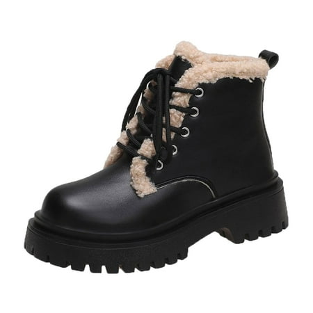 

Ki-8Jcud Black Knee High Boots For Petite Women Women Ankle Boots Autumn And Winter Fashion Solid Color Warm Plush Cotton Comfortable Round Toe Square Heel Embroide Boots Women Winter Boots For Wome