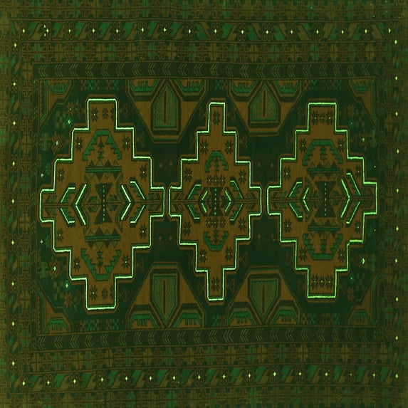 Ahgly Company Indoor Square Persian Green Traditional Area Rugs, 3' Square