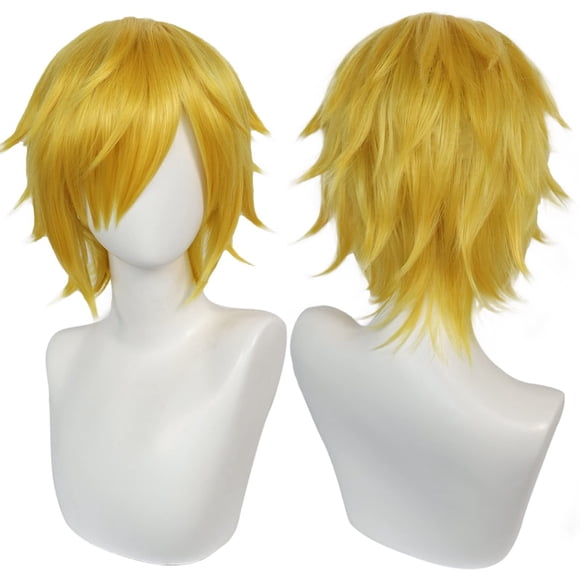 Peluca ANOGOL Short Gold Rubia Ondulado Sintética para Hombre