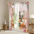 thumbnail image 3 of Homewish Kawaii Giraffe Elephant Black Out Curtains, Flower Leaf Plant Curtains Pack of 2 (42x63 Each), Pink Art Watercolor Bedroom Curtains, Living Room Curtains Decor, 3 of 6