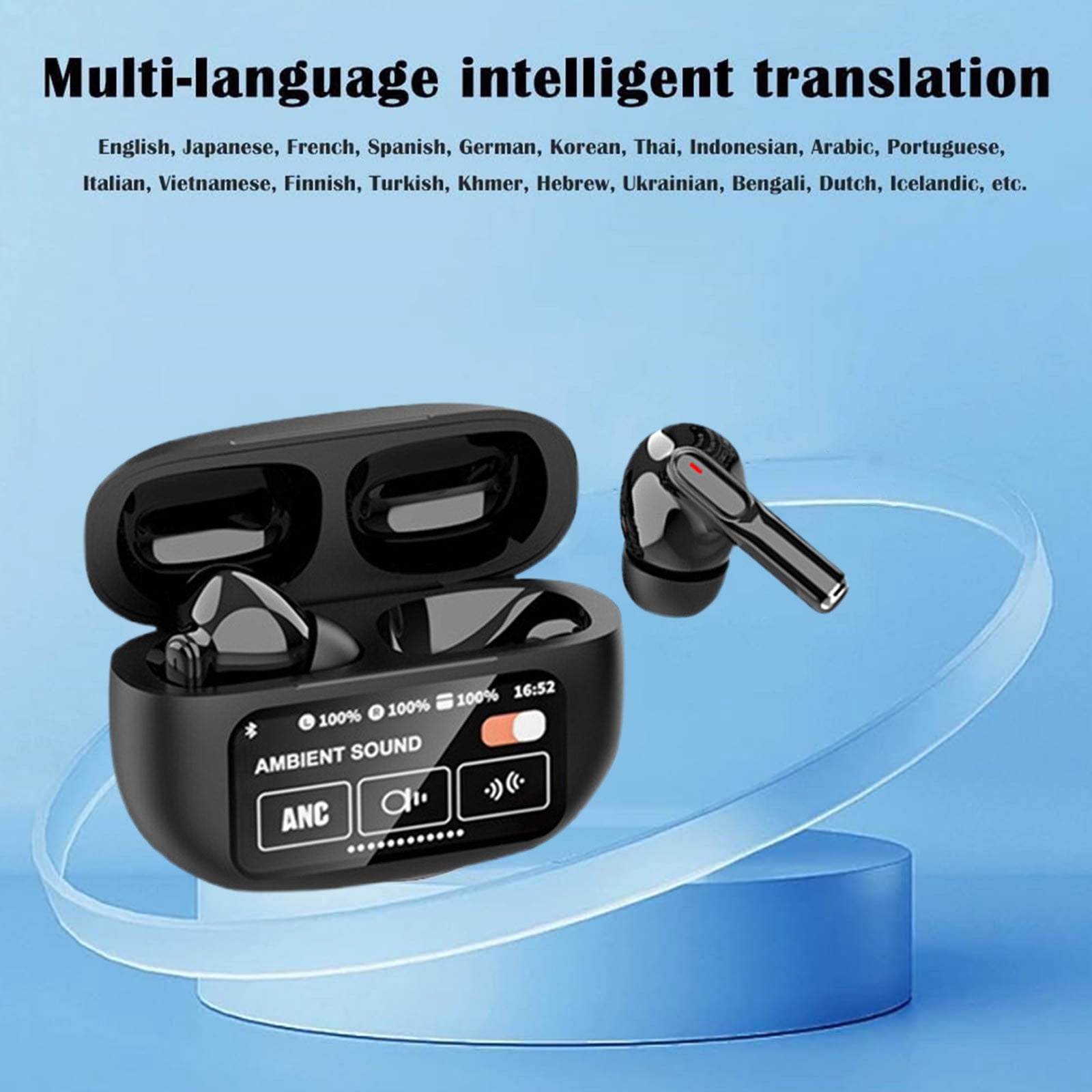 True Wireless Earbuds Bluetooth 5.3 Headphones 45H Long Playtime, Wireless Charging Case, IPX8 Waterproof Stereo Earphones, Built-in Mic Calls, Headset Premium Deep Bass 32 Preset EQs via APP,Black