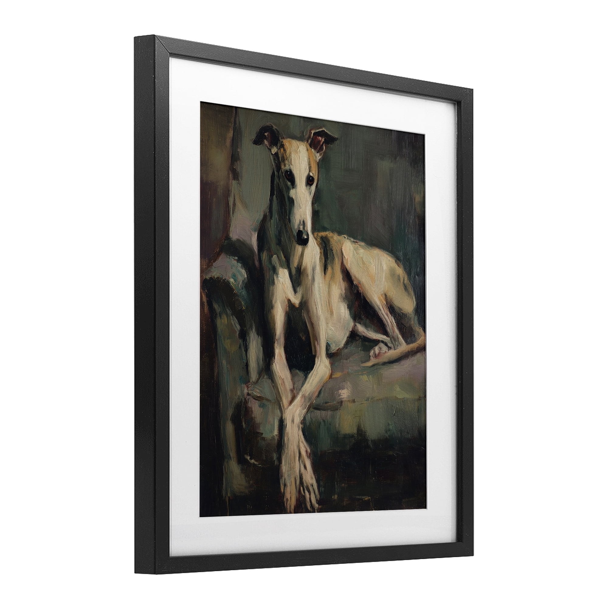 Stupell Industries Regal Comfort Whippet Dog Black Framed Print Under Glass, design by Svetlana Aleynikova