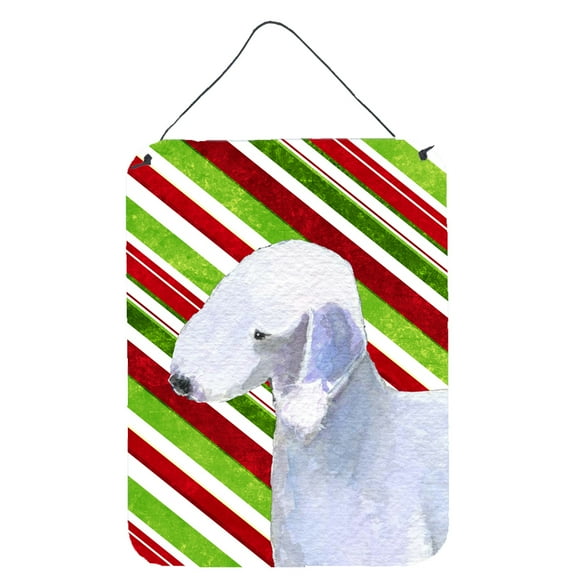 Bedlington Terrier Candy Cane Holiday Christmas Wall or Door Hanging Prints