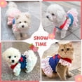 thumbnail image 4 of Set de arnés y correa para perro pequeño con colgante de oso de fresa - Vestido vaquero de cachorro para bulldog francés, conjuntos de cumpleaños, sesiones de fotos, ligero y transpirable, 4 of 7
