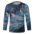 thumbnail image 4 of TSADFHJI Hauts pour Hommes Manches Longues Coton Automne et Hiver Mode Imprimé Col Rond T-Shirt Manches Longues Rétro Imprimé Complet L Bleu, 4 of 5