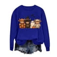 thumbnail image 3 of Staron Cute Halloween Sweaters for Women Round Neck Long Sleeve Loose Casual Oversized Fall Tops Blue XS, 3 of 4