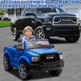 thumbnail image 2 of 12V Ride on Cars with Remote Control, Licensed Dodge RAM 2500 Kids Ride on Toys with Bluetooth, Music, MP3/USB Port, LED Light, 4 Wheeler Kids Electric Cars for Boys Girls Gifts, Blue, 2 of 8