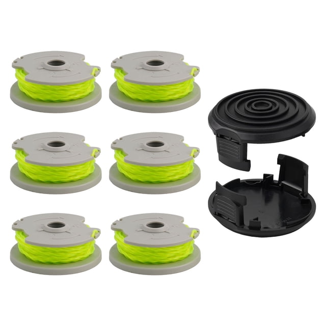Mosiee 6Pcs Spool With 2Pcs Cap Replacement For Worx Wa0014 Spool Line For Wg168 Wg184 Wg190 Wg191 String Trimmer-Tool Accessories