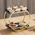 thumbnail image 2 of 2 Tier Bathroom Countertop Organizer, Metal Cosmetic Organizer and Storage, Make up Counter Shelf Perfume Holder Rack Cosmetic Display Tray for Bathroom, Gold, 2 of 5