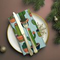 thumbnail image 3 of Bahomeck Cloth Napkins Set Of 4 Cute Cacti With Various Types Of Plants In Pots Square Napkins Washable Dining Table Napkin For Home Holiday Wedding Party Dinner Decor 18*18 Inch, 3 of 3