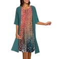 thumbnail image 1 of Robes Grande Taille Dames Deux Pièces Impression Numérique 3D Mode Manches Courtes Printemps Robe Marine m, 1 of 3