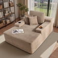 thumbnail image 3 of Ovios 67'' Oversized Chaise Lounge Chair Indoor Cloud Corduroy Floor Sofa Bed Deep Seat No Assembly Couch with Cup Holders for Living Room, Camel, 3 of 12