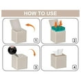 thumbnail image 4 of Tissue Box Cover Square PU Leather Tissue Box Holder for Dresser Bathroom Decor Beige, 4 of 8