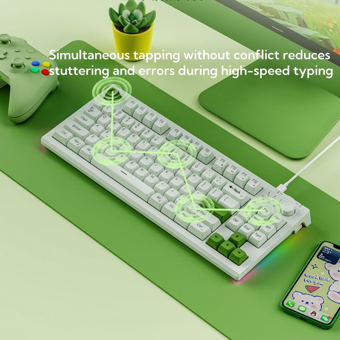 ITIGOITIE Bluetooth Wireless Keyboard and Mouse Set, Mute, Type-C Charging, Mechanical Feel, Office Use, Matcha Green