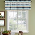 thumbnail image 3 of 2 Pack Valances for Window, Khaki Striped Short Curtains for Kitchen Bedroom Living Room, Navy Blue Farmhouse Stripes Modern Abstract Art Rod Pocket Small Window Treatment Valance Drapes 42 x 18 Inch, 3 of 8