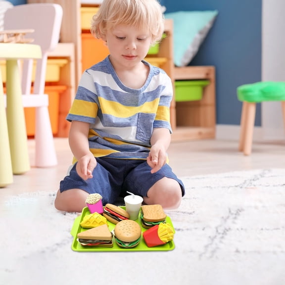Pretend Play Fast Food Set Toys,Realistic Hamburger Sandwich Toys,Kitchen Accessories Toys,Detachable Design Toys,Role-Play Game Toys,Imagination Development Toys,Safe Material Toys