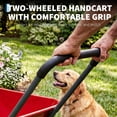 thumbnail image 5 of PYY Heavy Duty Two-Wheel Wheelbarrow Garden Cart, Dual Tire Utility Yard Cart with Durable Poly Tray & Steel Frame, Multi-Purpose Hauling Tool for Lawn, Farm, and Landscaping, Red, 5 of 6