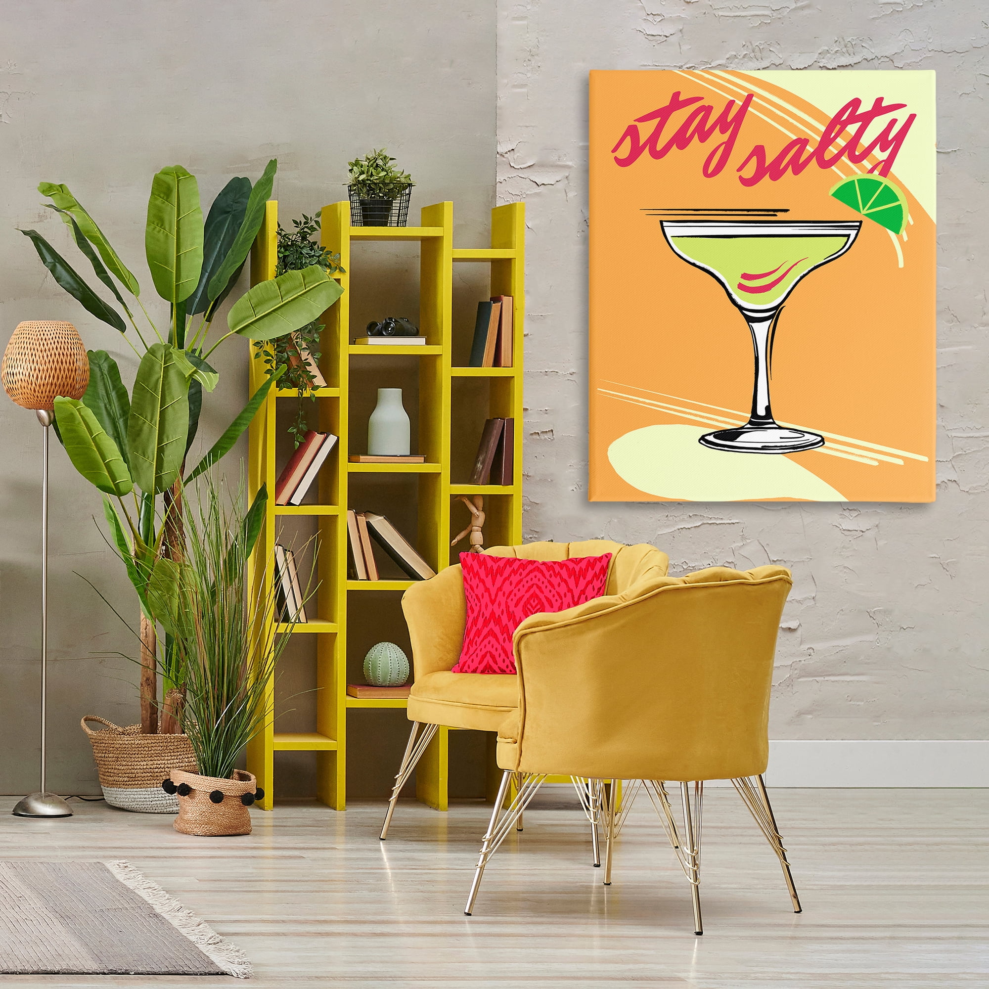 Stupell Industries Stay Salty Cocktail Food & Beverage Painting Wrapped Canvas Art Print Wall Art, 36 x 48