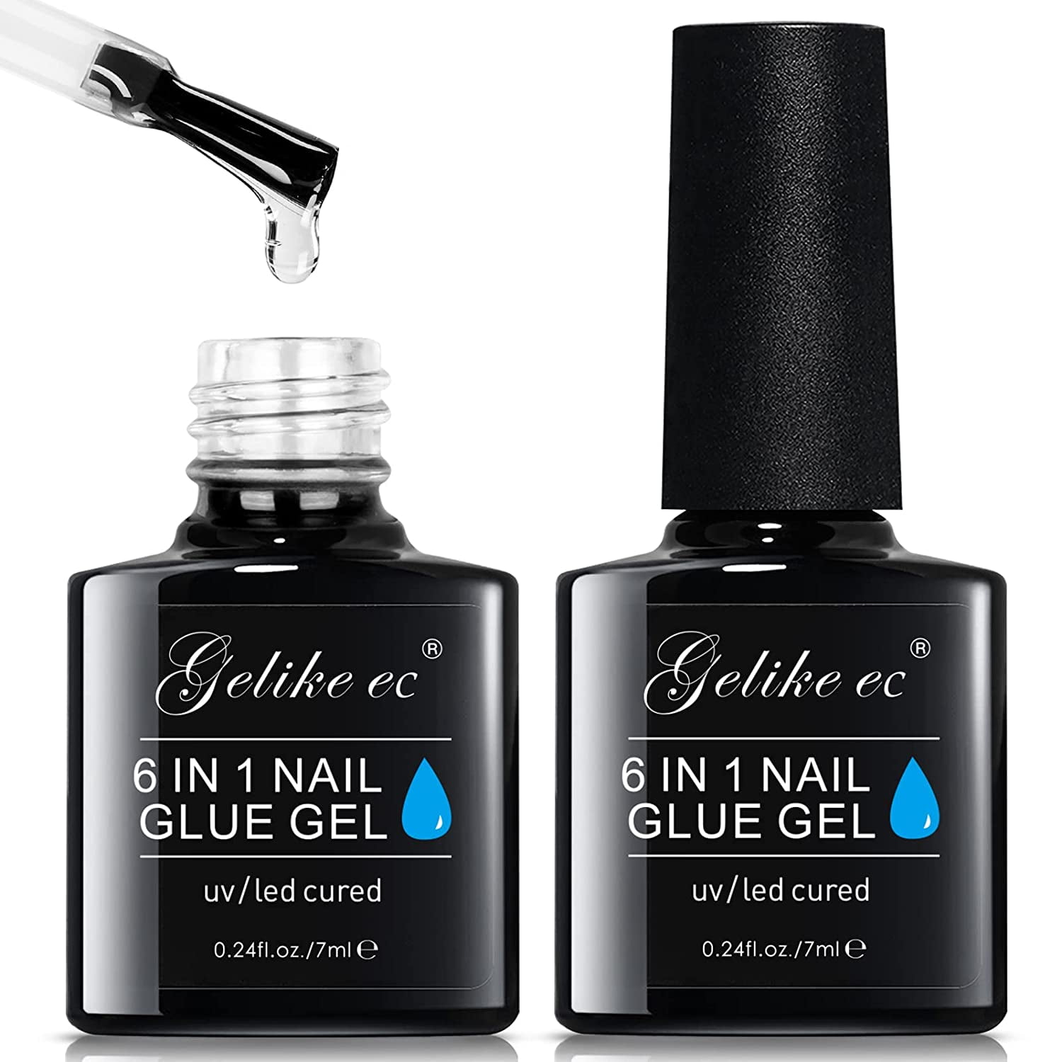 Gelike EC 2Pcs Nail Glue Gel 6 in 1 for Acrylic Nails, UV Gel Nail Glue ...