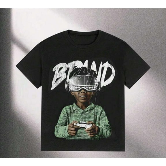 Men's Round Neck Short Sleeved Printed Casual T-Shirt, Y2K Hip-Hop Street Retro Style 180g Pure Cotton, Love Gamers Short Sleeved Versatile Summer Men's And Women's Essential T-Shirt Top