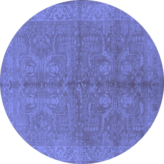 Ahgly Company Indoor Round Oriental Blue Industrial Area Rugs, 4' Round
