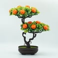 thumbnail image 3 of Gwong Decoración hogareña Artificial Peach Naranja fruta árbol planta bonsai sala de estar jardín escritorio decoración Gwong 21037987, 3 of 7