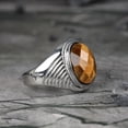 thumbnail image 2 of Stainless Steel Oval Natural Tiger Eye Ring, Men's Tigers Eye Ring, Oval Gemstone Ring, Statement Ring, Mens Jewelry, Gift for him, 2 of 3