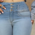 thumbnail image 4 of Pantalón Capri Mujer Mezclilla Tiro Medio Azul Claro, 4 of 7