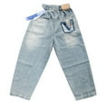 thumbnail image 4 of ZHOUCHANKIDS Girls Fashion Wide Leg Baggy Jeans Retro Straight Loose Fit Denim Pants for Kids Comfortable Stretch Elastic Waist Casual Streetwear (Blue-d, 4-5 Years), 4 of 5