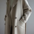 thumbnail image 5 of Baberdicy Women's Mid-Length Wool Trench Coat, Oversize Lapel Belted Blend Jacket for Elegant Outwear , Mid-Length Wool Coat, Belted Trench Overcoat, Petite Winter Jacket White L, 5 of 5