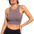 thumbnail image 3 of Camisetas sin mangas para mujer Camisetas básicas de entrenamiento con cuello redondo sin costuras acanaladas, 3 of 5