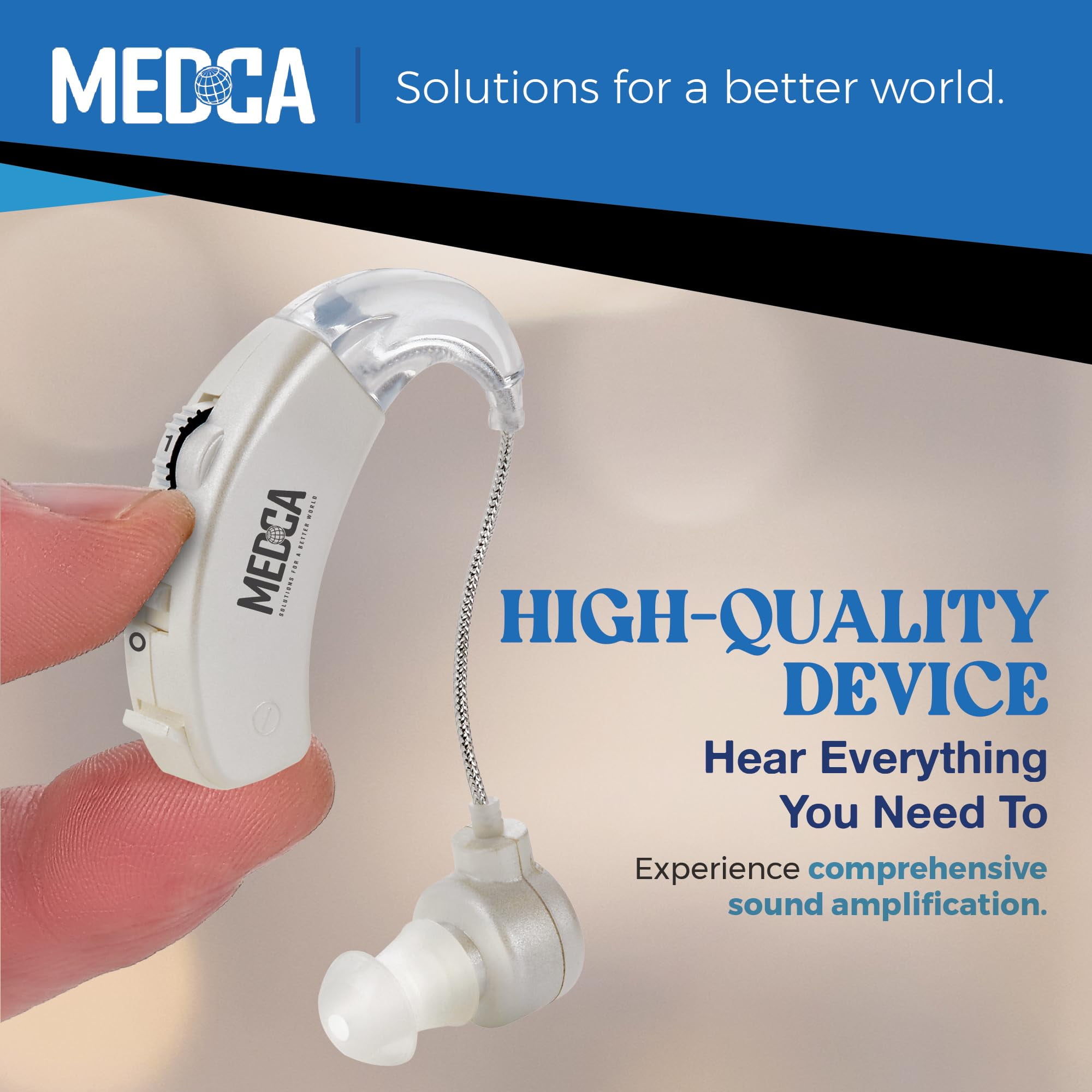 MEDca Digital Behind-the-Ear Hearing Amplifier Sound Enhancer - White