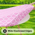 thumbnail image 2 of decorUhome Fitted Vinyl Tablecloth Round 43"-56" Diameter, Waterproof Wipeable PVC Table Cover, Moroccan, Pink, For Indoor or Outdoor, 2 of 8