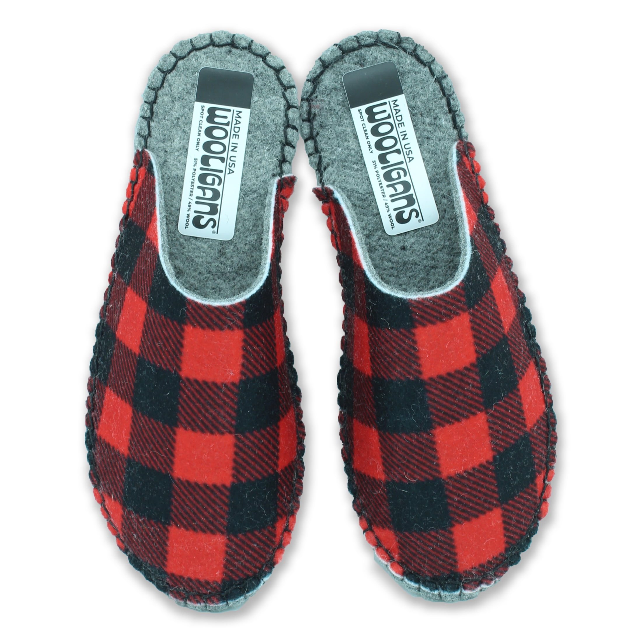 WOOLIGANS DIY Slipper Sewing Kit, Hand Stitch Felt Slipper Craft Kit, Beginner Needlecraft for Adults & Teens, Buffalo Check, Women’s US Size 5/6