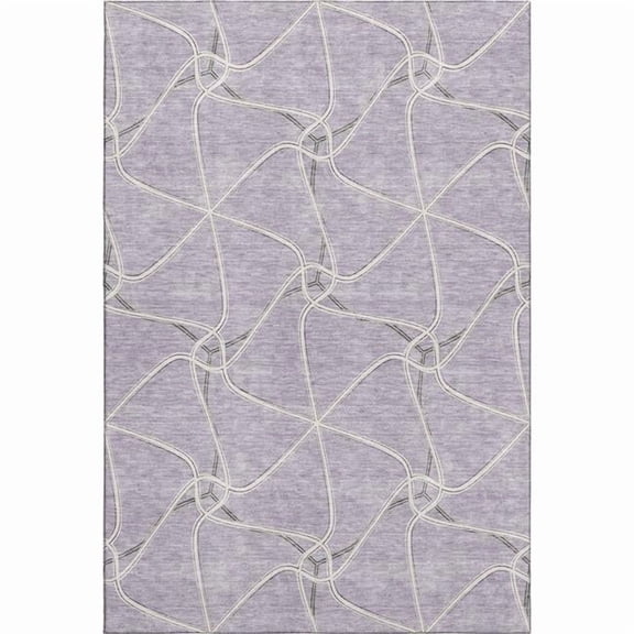 HomeRoots 675382 8 x 10 ft. Lavender & Ivory Geometric Transitional Washable Machine Made Rectangle Area Rug with UV Protection